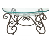 Decmode Traditional 14 X 21 Inch Iron And Glass Ornate Scrollwork Bowl With Stand   565514569